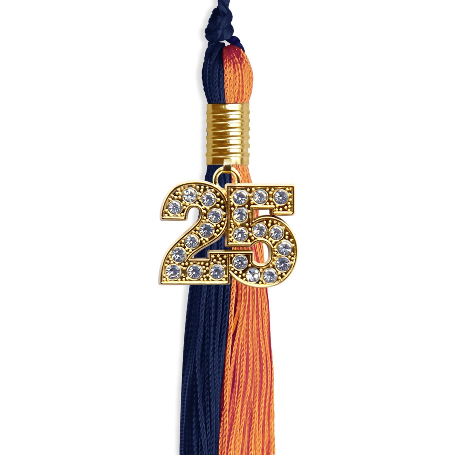 Navy Blue/Orange Graduation Tassel with Gold Date Drop - Endea Graduation