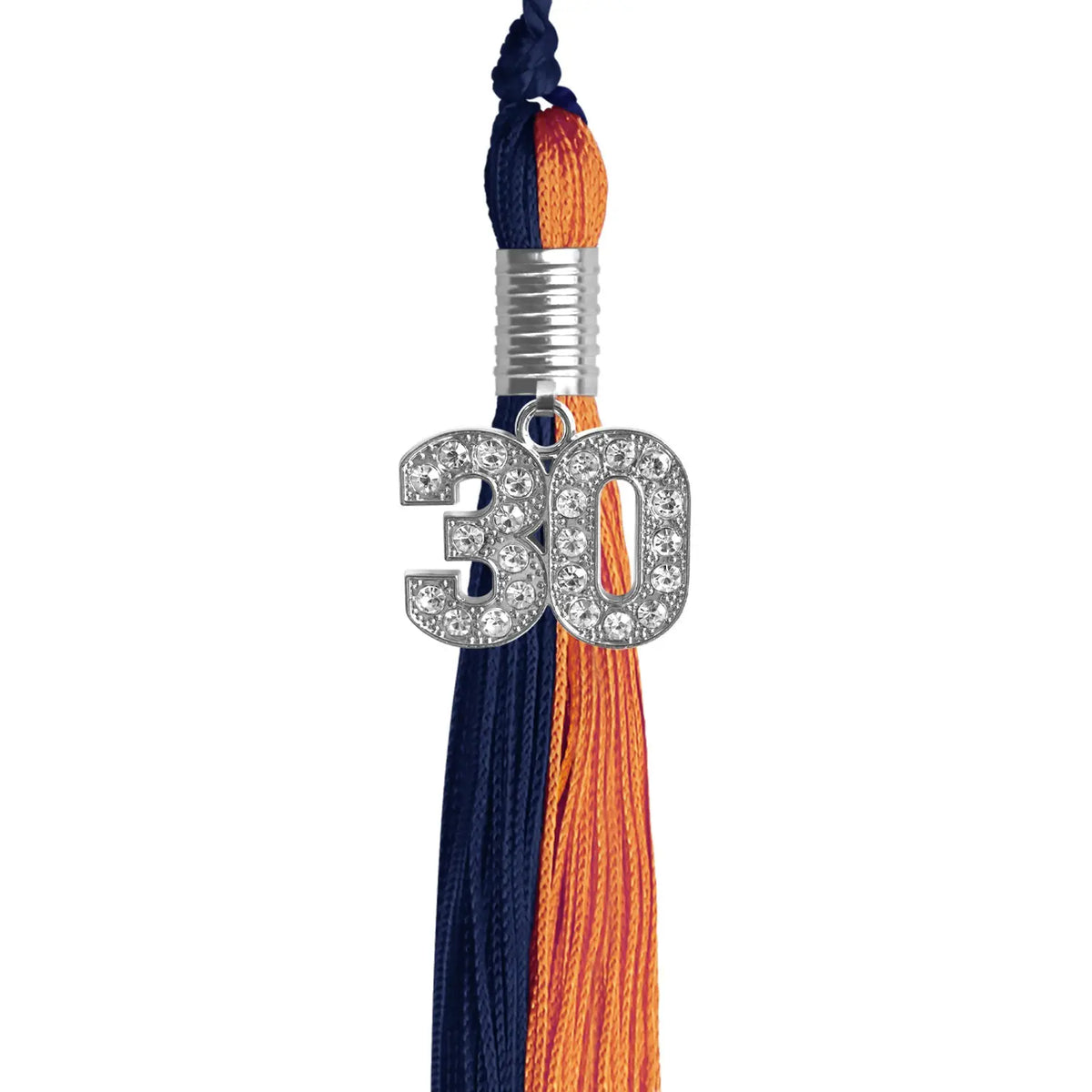 Navy Blue/Orange Graduation Tassel with Silver Bling Charm - Endea Graduation