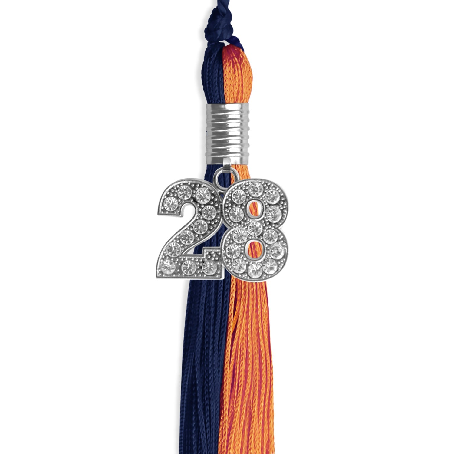 Navy Blue/Orange Graduation Tassel with Silver Date Drop - Endea Graduation