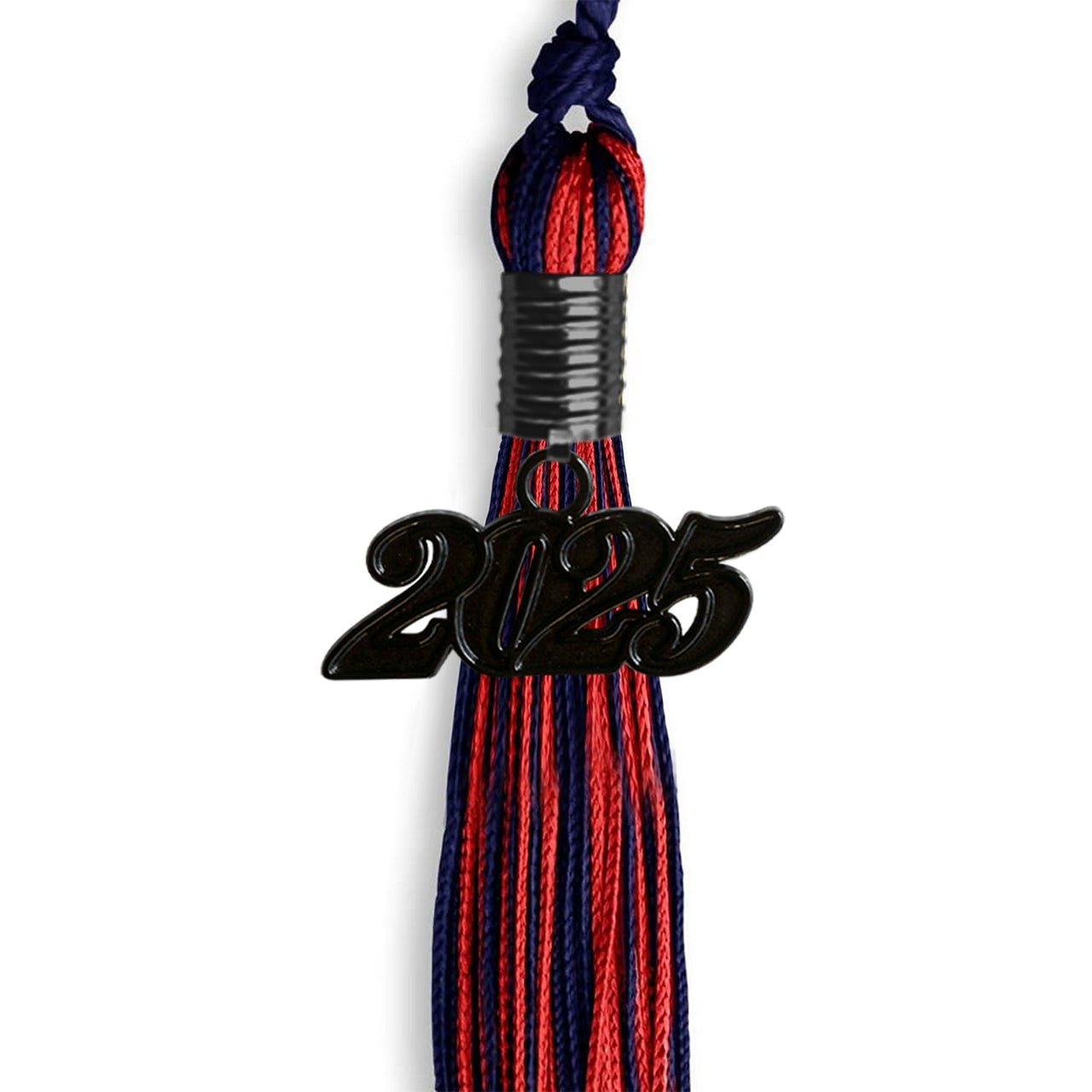 Navy Blue/Red Mixed Color Graduation Tassel with Black Date Drop - Endea Graduation