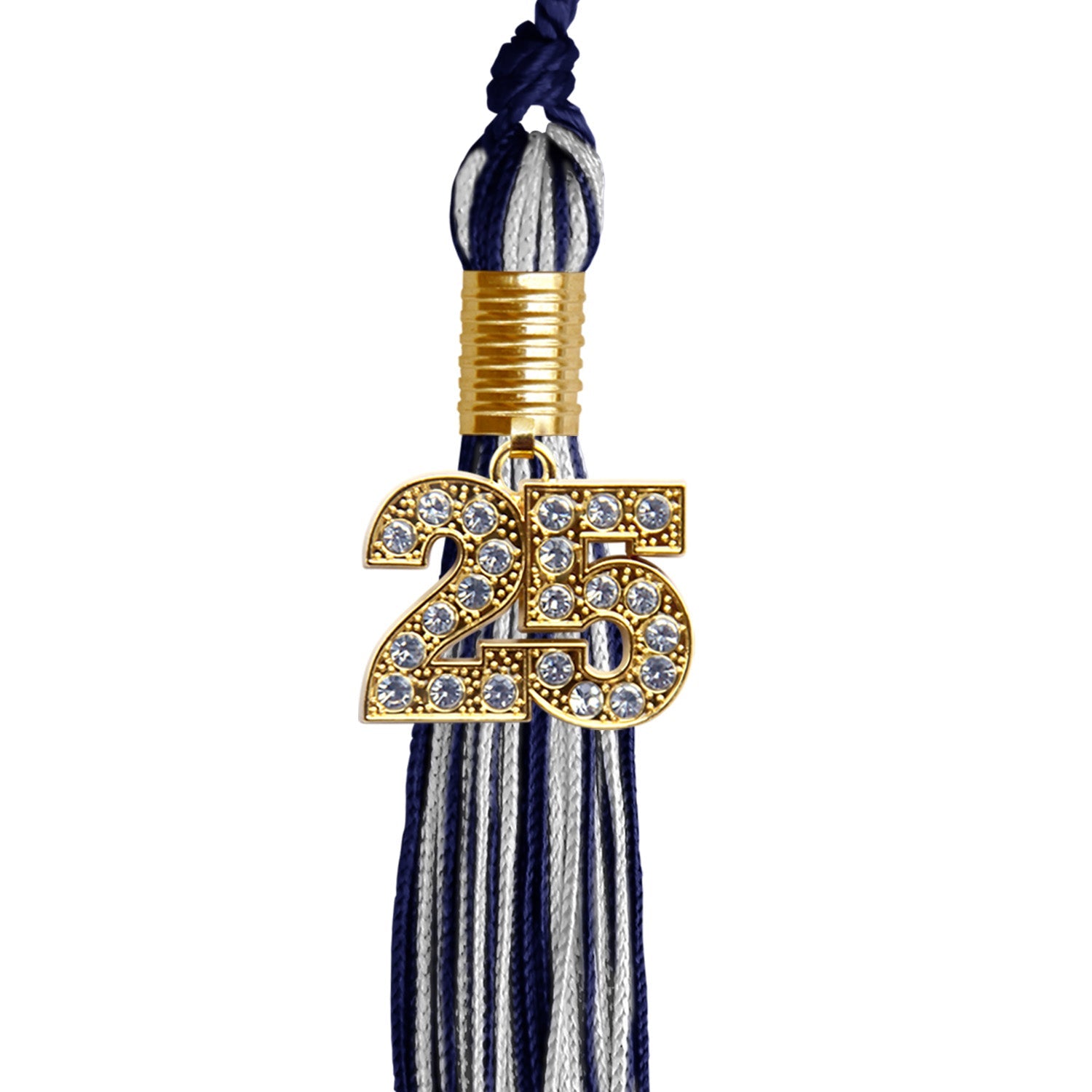 Navy Blue/Silver Green Mixed Color Graduation Tassel with Gold Date Drop - Endea Graduation