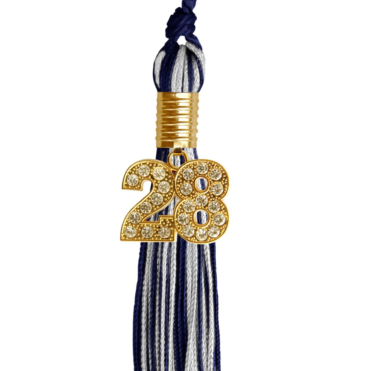 Navy Blue/Silver Green Mixed Color Graduation Tassel with Gold Date Drop - Endea Graduation