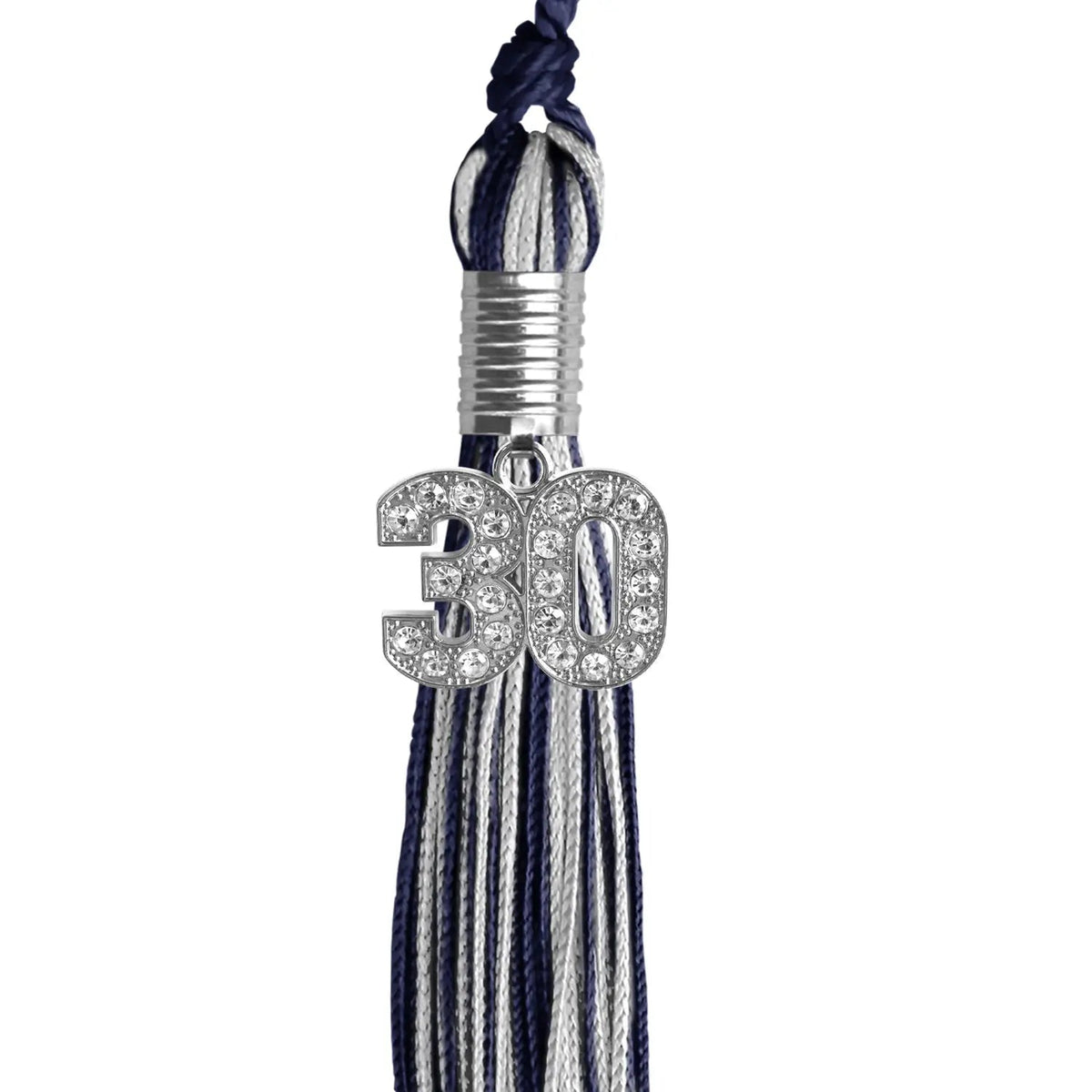 Navy Blue/Silver Mixed Color Graduation Tassel with Silver Bling Charm - Endea Graduation