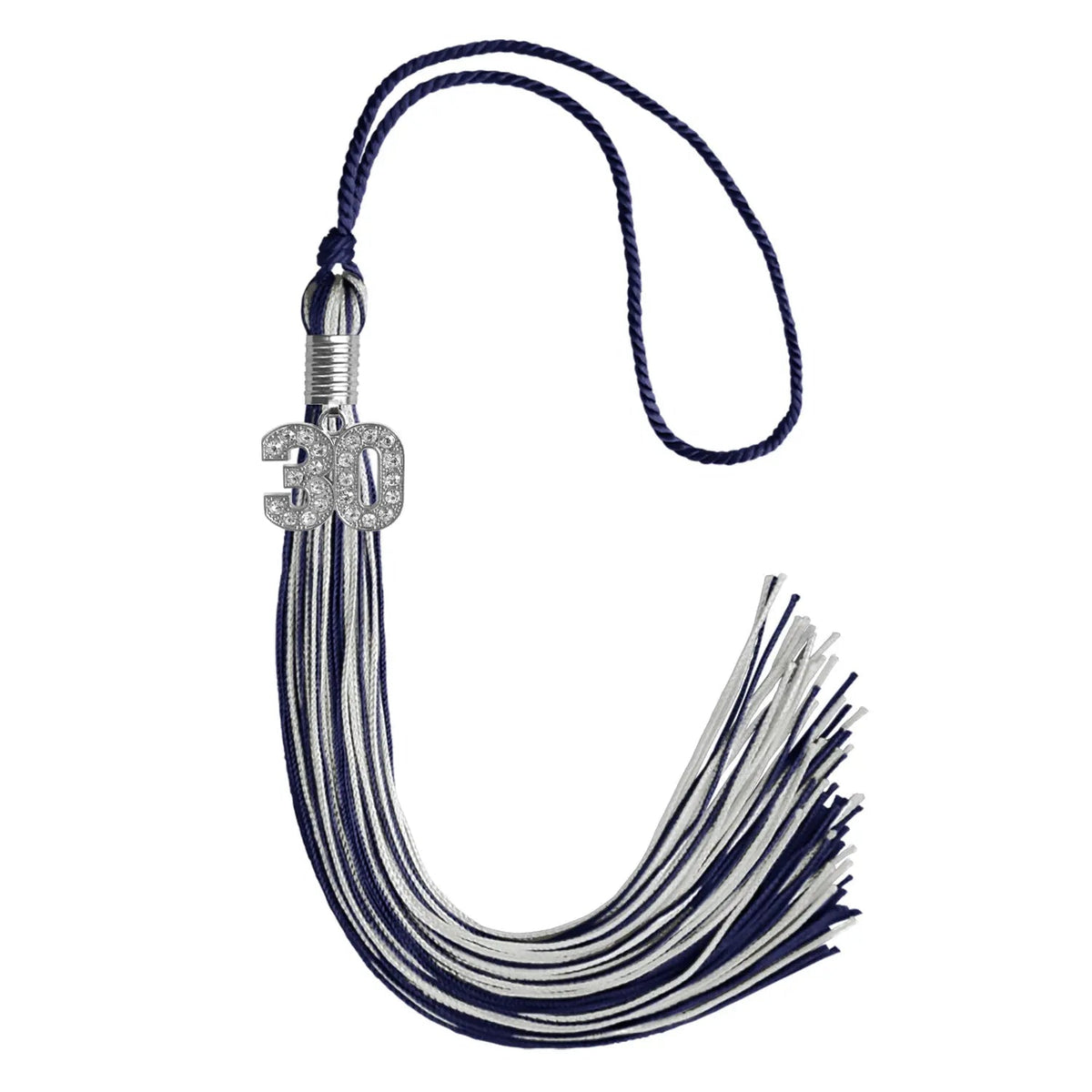Navy Blue/Silver Mixed Color Graduation Tassel with Silver Bling Charm - Endea Graduation