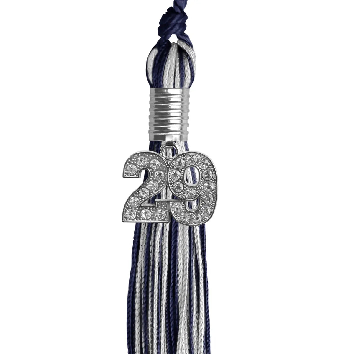 Navy Blue/Silver Mixed Color Graduation Tassel with Silver Bling Charm - Endea Graduation