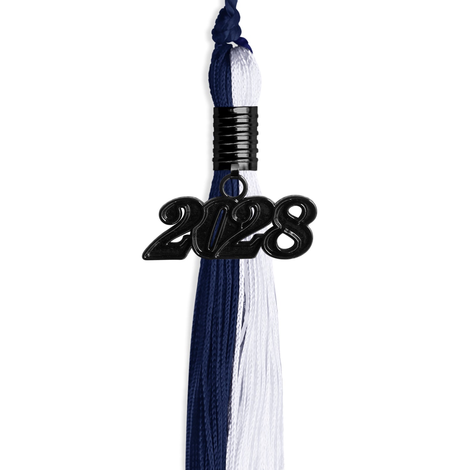 Navy Blue/White Graduation Tassel with Black Date Drop - Endea Graduation