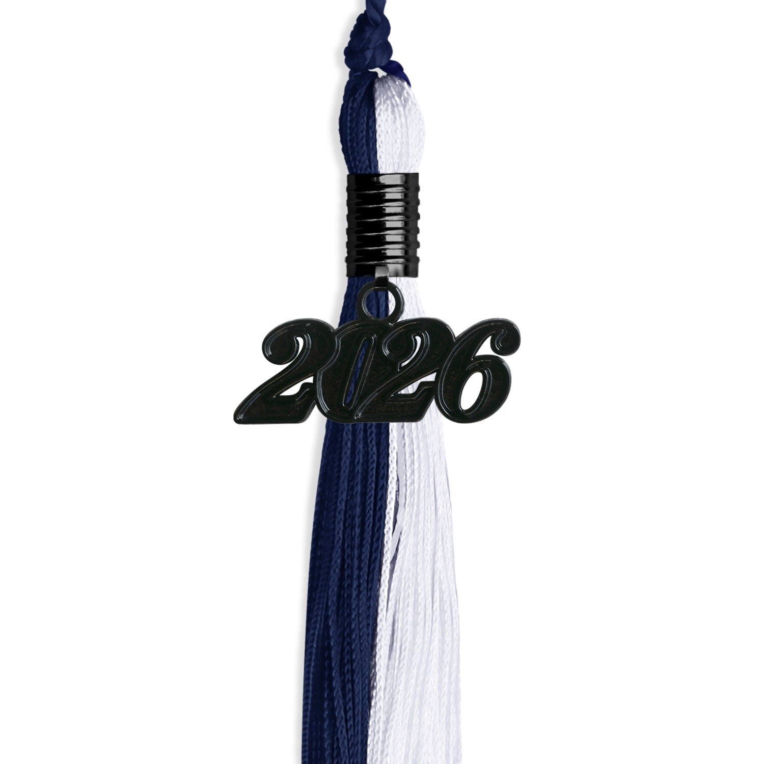 Navy Blue/White Graduation Tassel with Black Date Drop - Endea Graduation