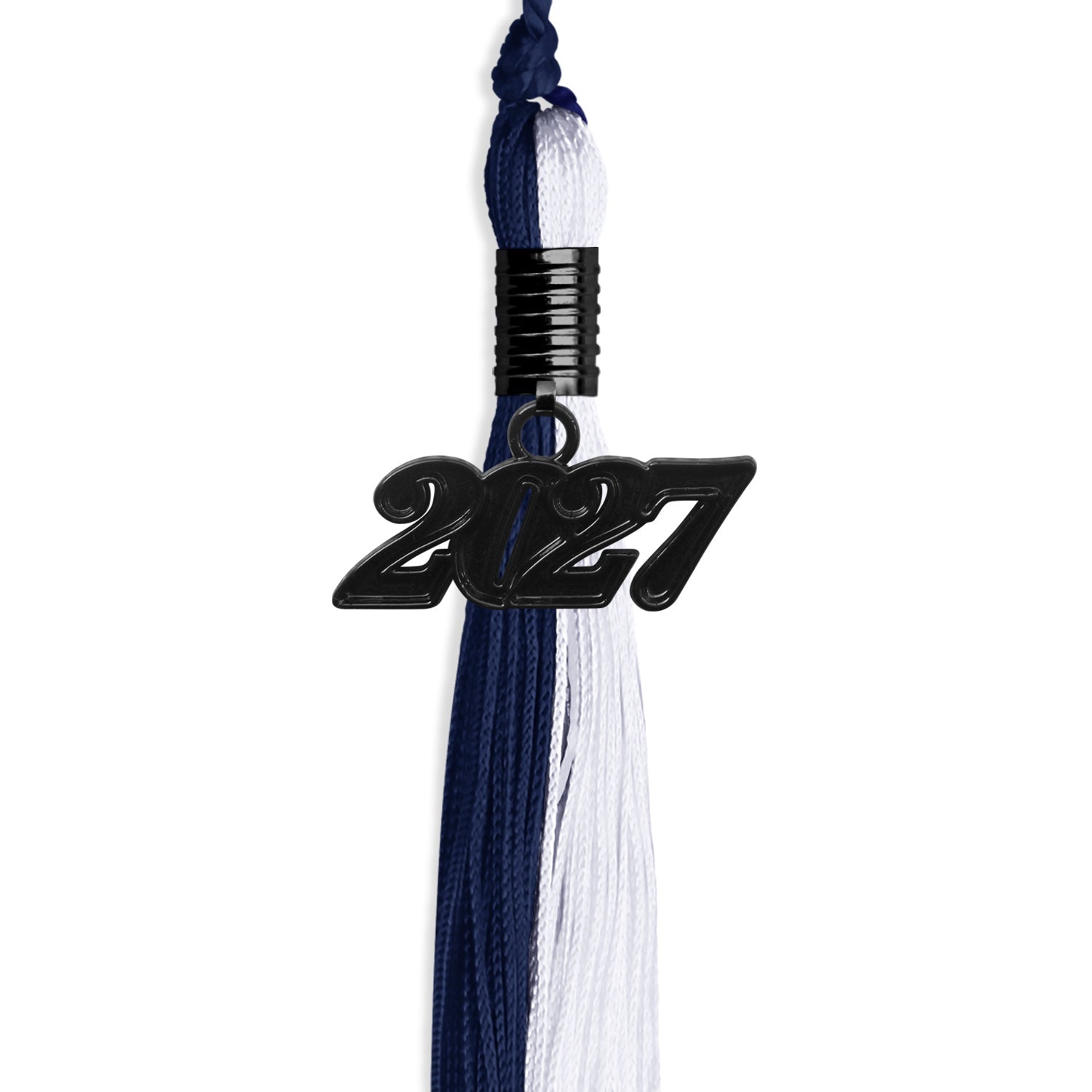 Navy Blue/White Graduation Tassel with Black Date Drop - Endea Graduation
