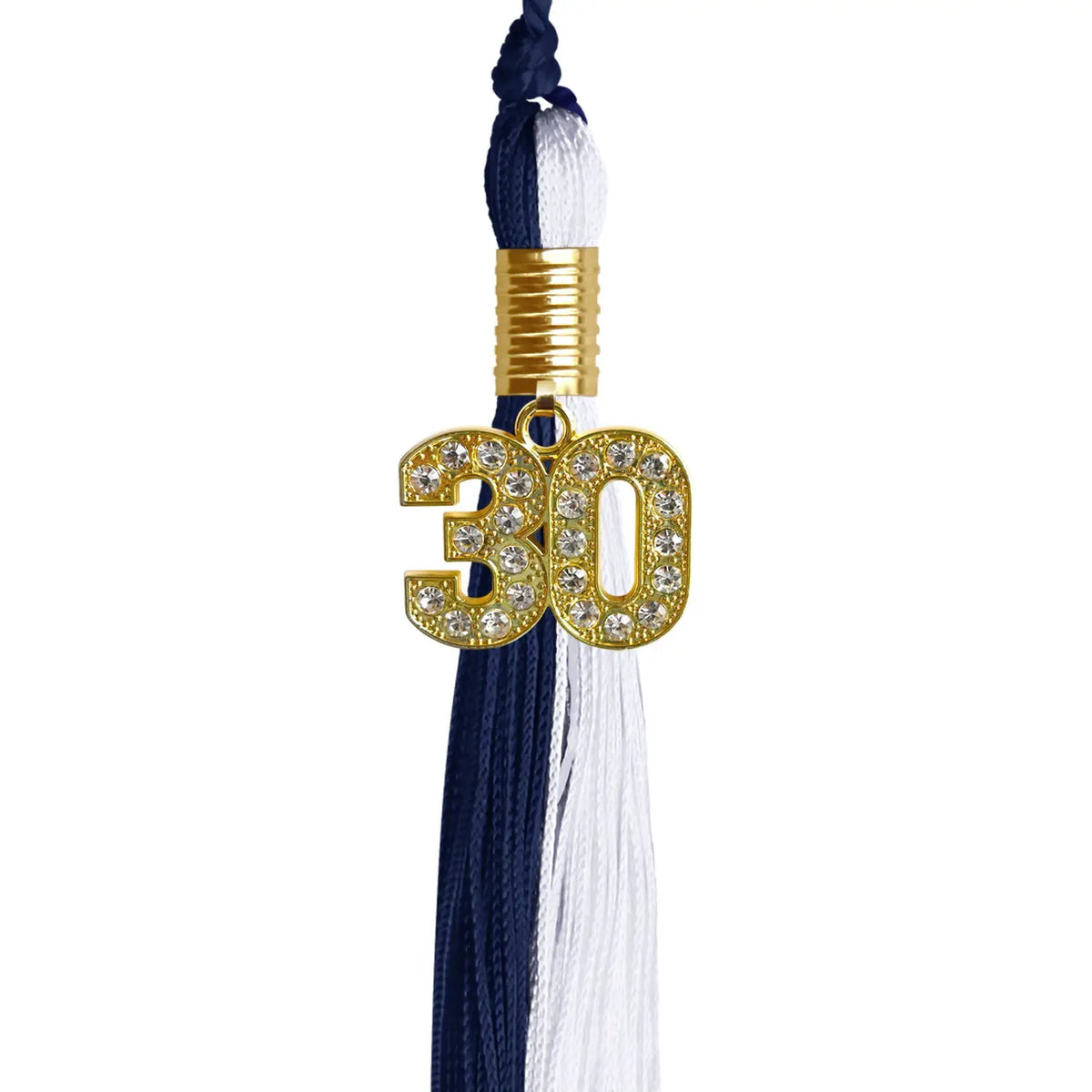 Navy Blue/White Graduation Tassel with Gold Bling Charm - Endea Graduation