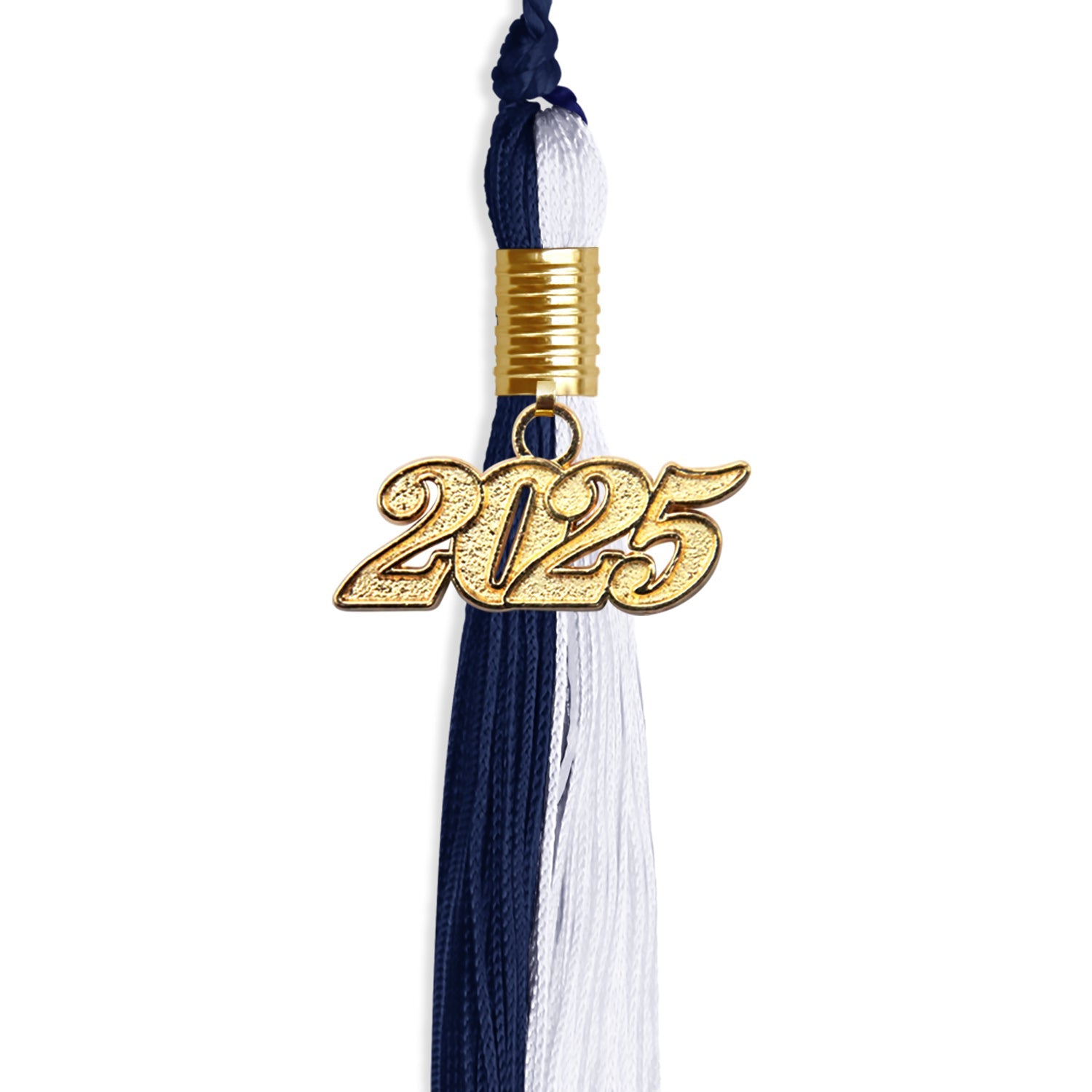 Navy Blue/White Graduation Tassel with Gold Date Drop - Endea Graduation