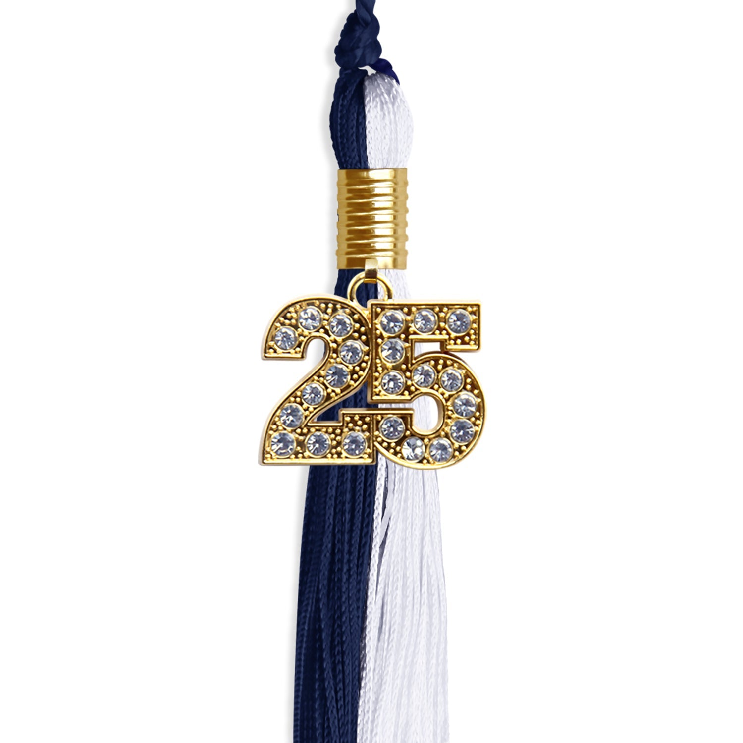 Navy Blue/White Graduation Tassel with Gold Date Drop - Endea Graduation