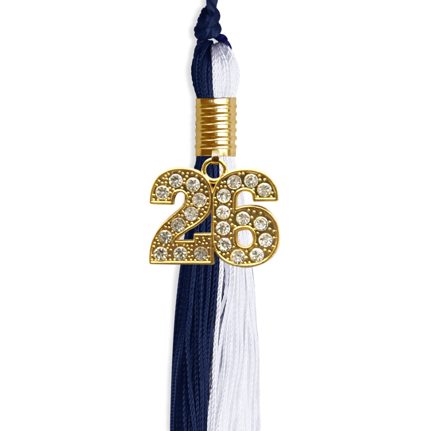 Navy Blue/White Graduation Tassel with Gold Date Drop - Endea Graduation