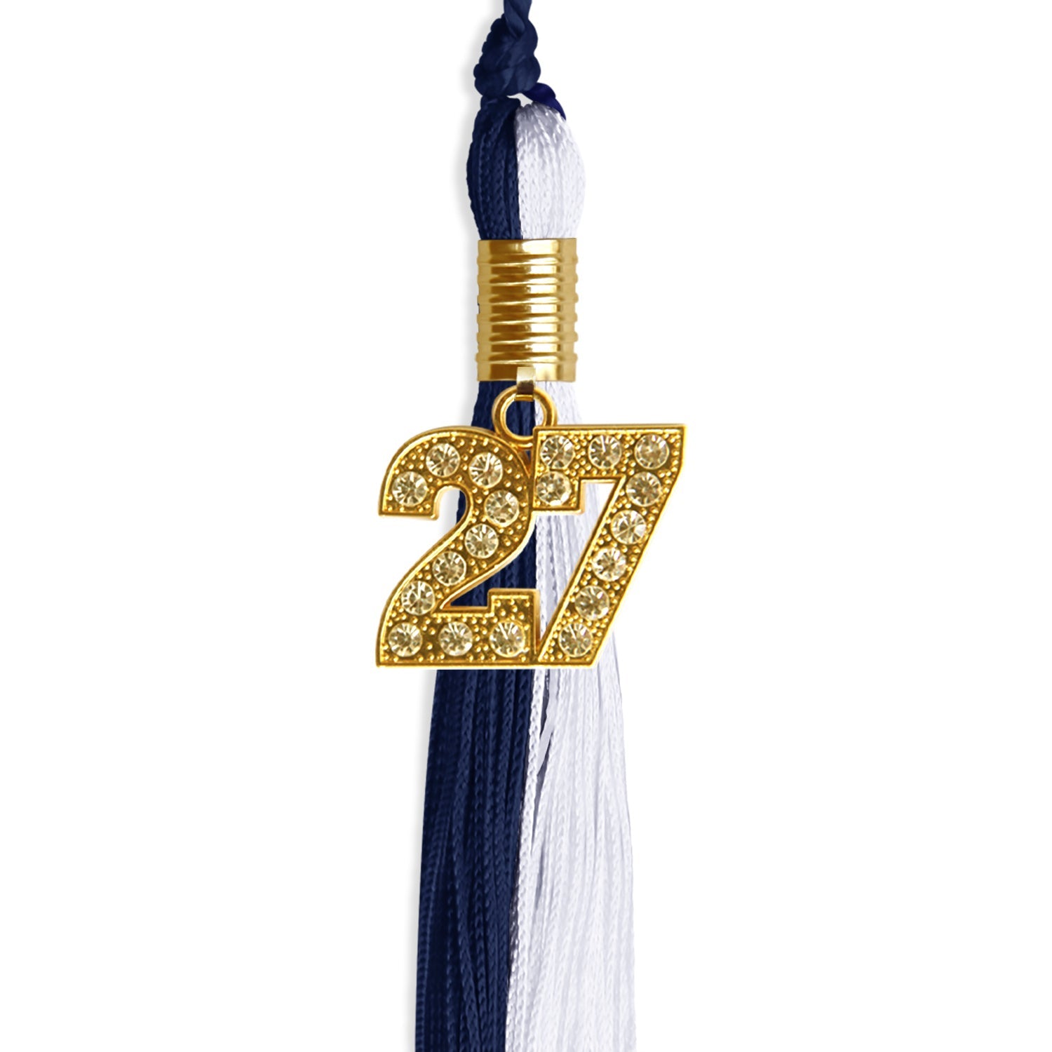 Navy Blue/White Graduation Tassel with Gold Date Drop - Endea Graduation