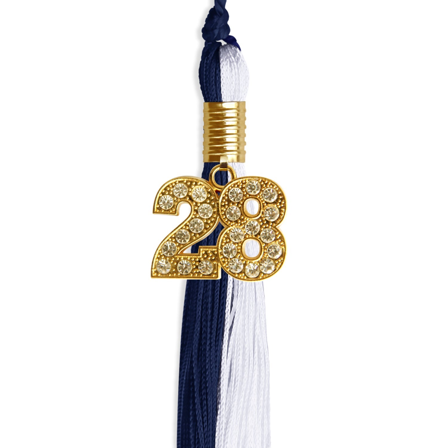 Navy Blue/White Graduation Tassel with Gold Date Drop - Endea Graduation