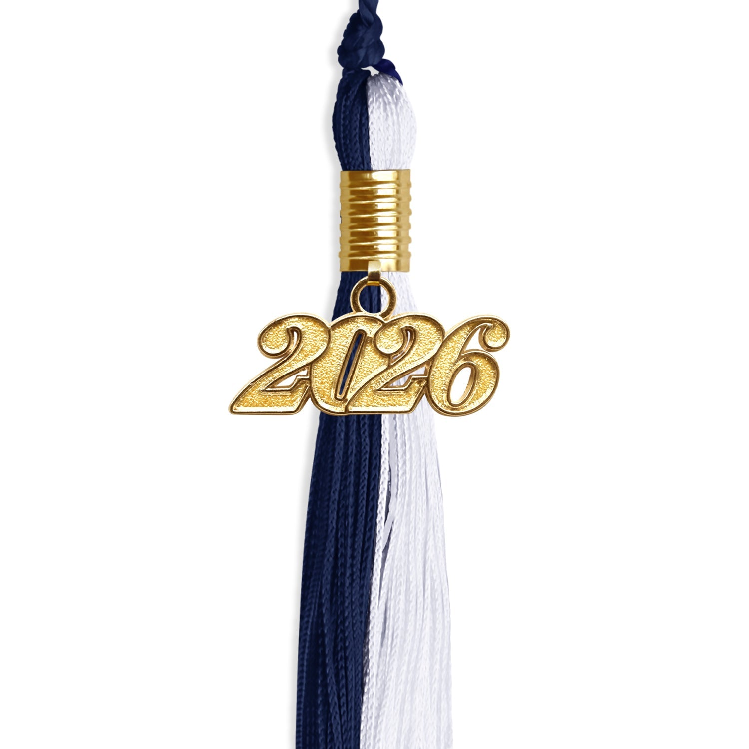 Navy Blue/White Graduation Tassel with Gold Date Drop - Endea Graduation