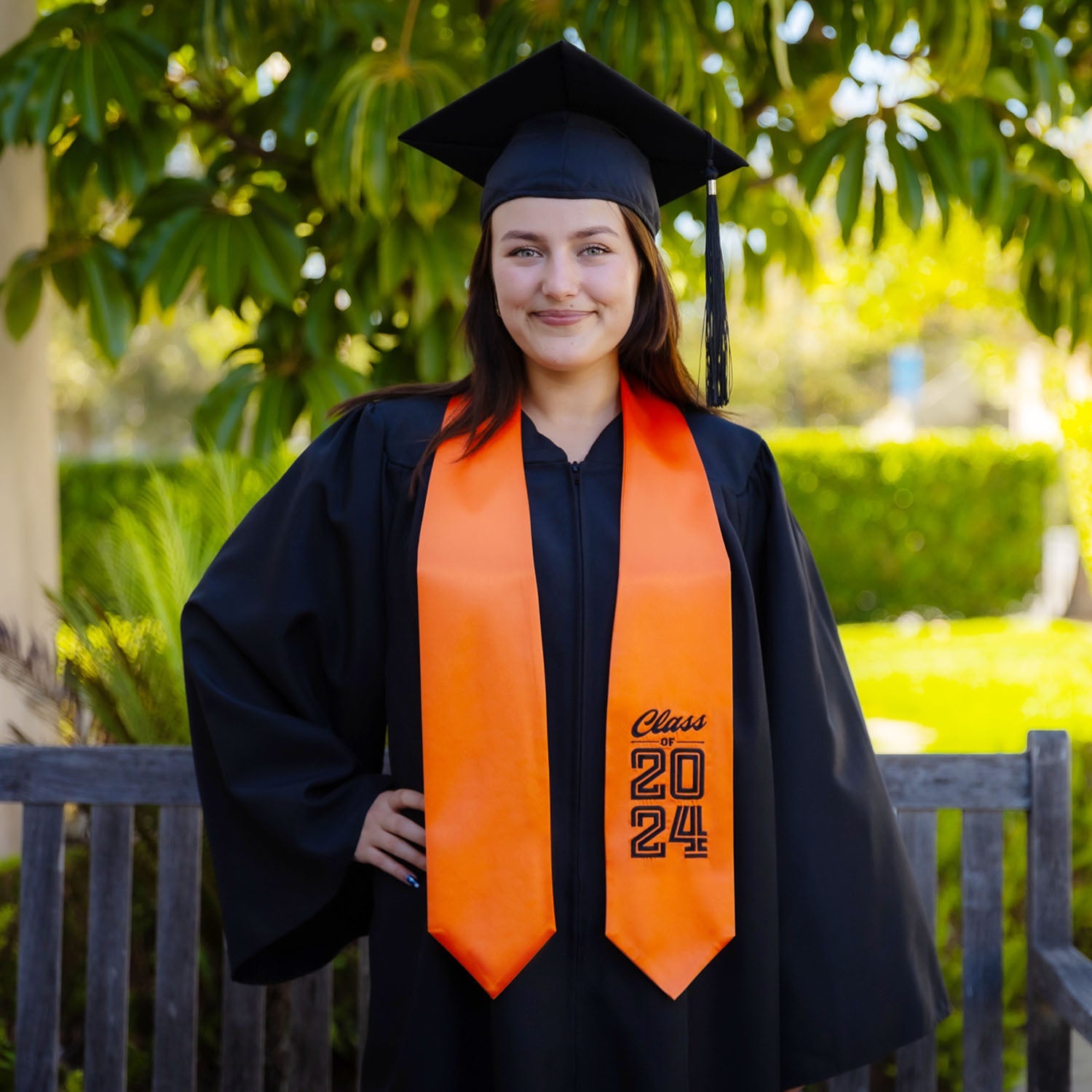 Orange Class of 2024 Graduation Stole/Sash with Classic Tips - Endea Graduation