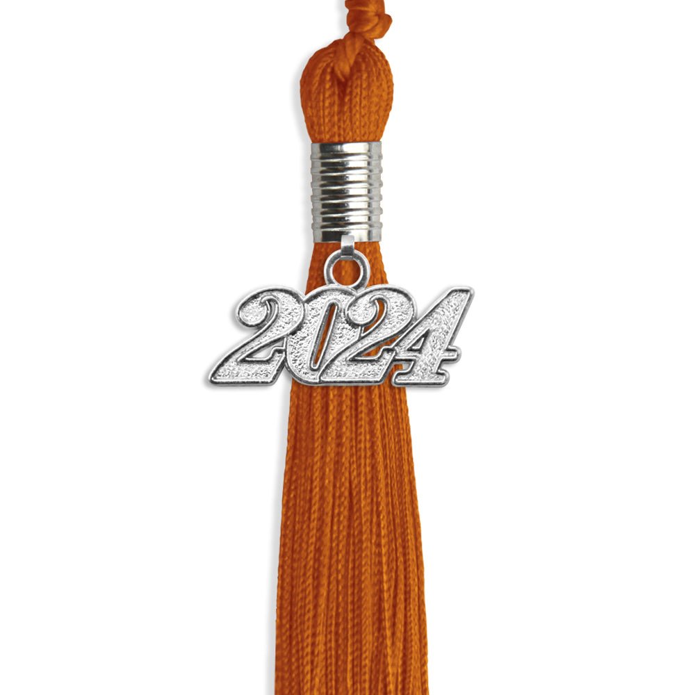 Orange Graduation Tassel with Silver Date Drop - Endea Graduation