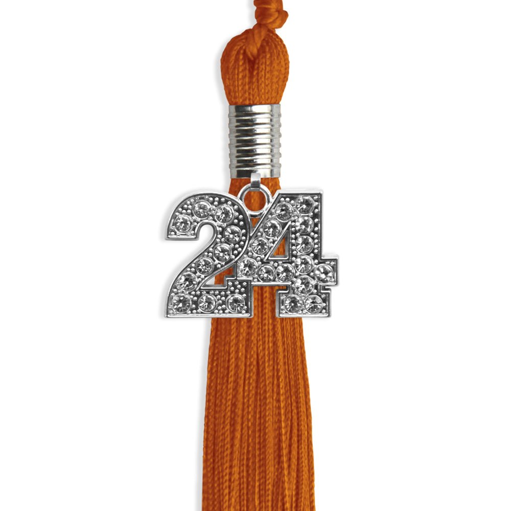 Orange Graduation Tassel with Silver Date Drop - Endea Graduation