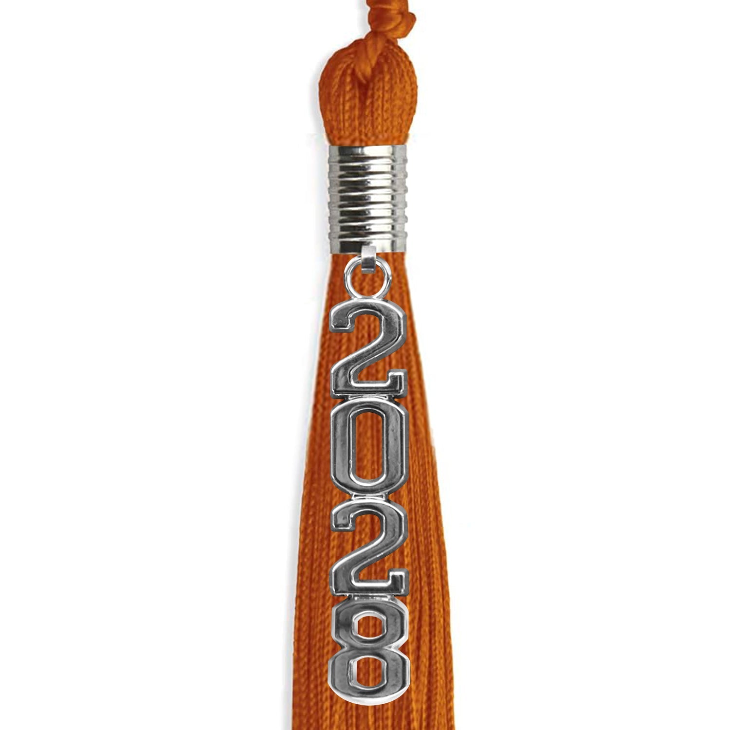 Orange Graduation Tassel with Silver Stacked Date Drop - Endea Graduation