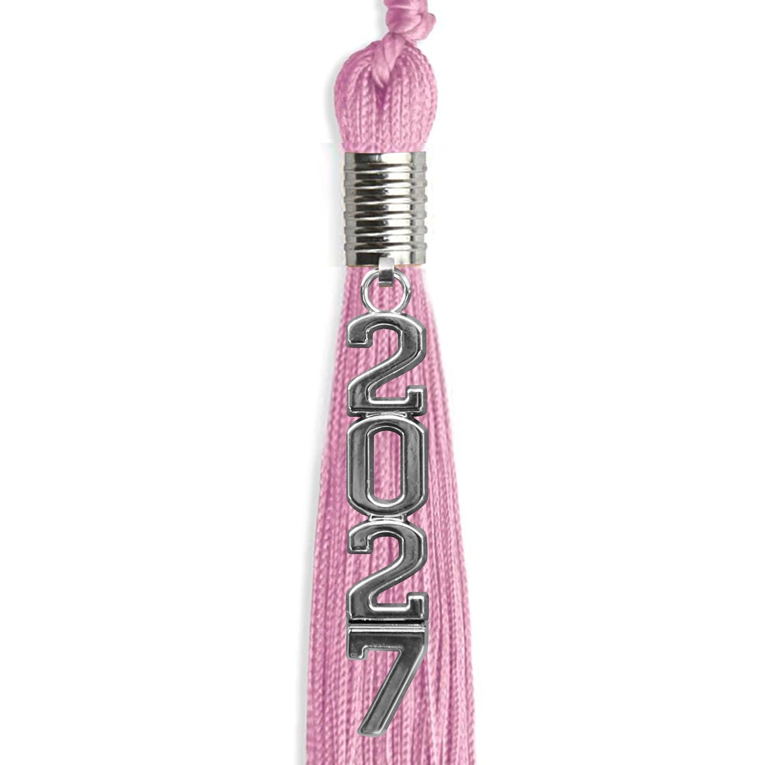 Pink Graduation Tassel with Silver Stacked Date Drop - Endea Graduation