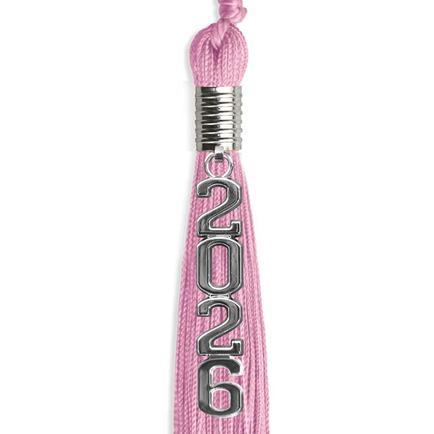 Pink Graduation Tassel with Silver Stacked Date Drop - Endea Graduation