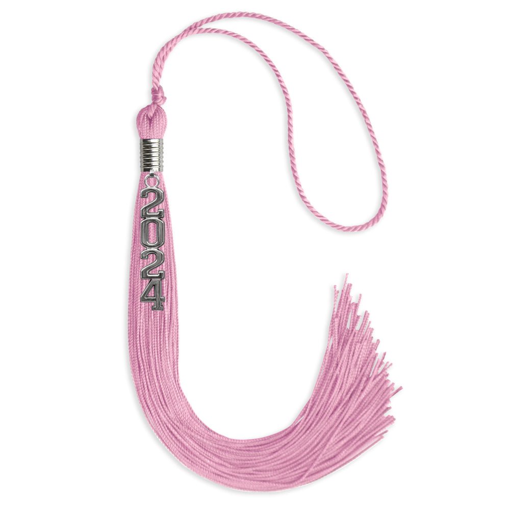 Pink Graduation Tassel with Silver Stacked Date Drop - Endea Graduation