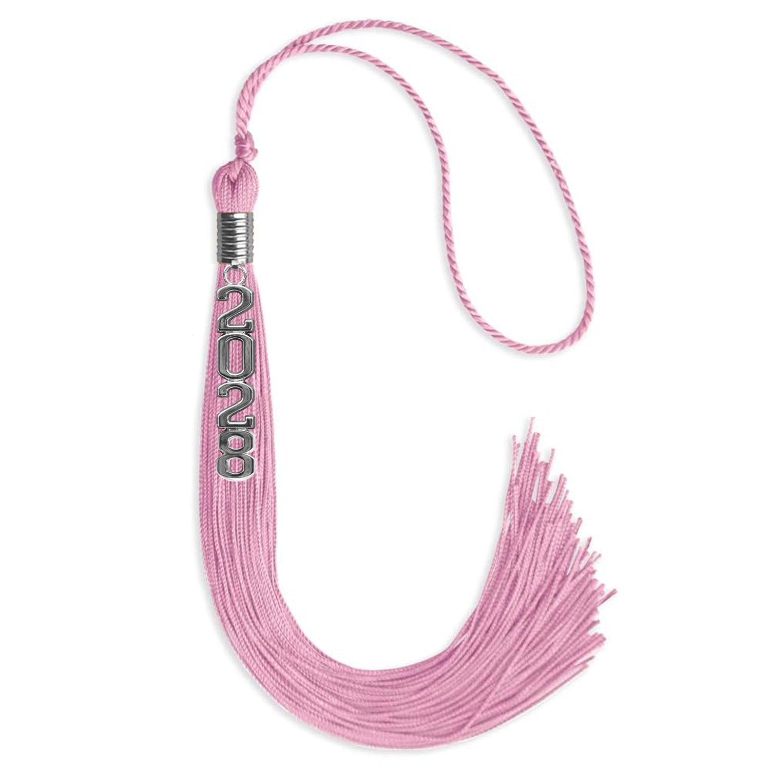 Pink Graduation Tassel with Silver Stacked Date Drop - Endea Graduation