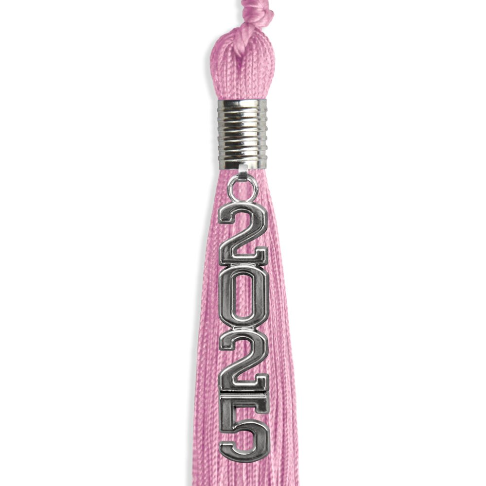 Pink Graduation Tassel with Silver Stacked Date Drop - Endea Graduation