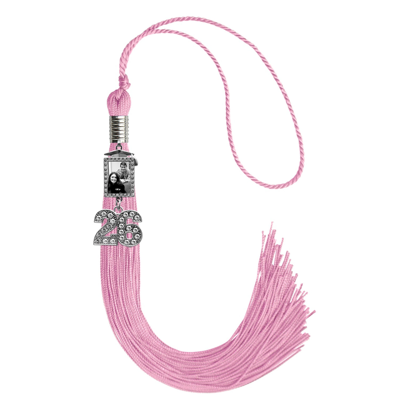 Pink Tassel with Photo Frame Charm and Bling Charm - Endea Graduation