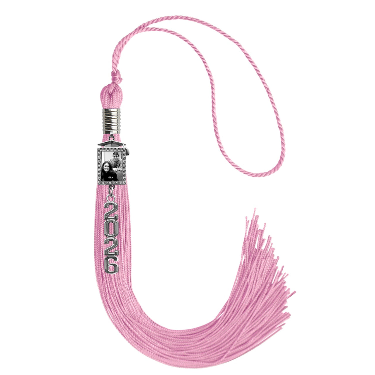 Pink Tassel with Photo Frame Charm and Stacked Date Drop - Endea Graduation