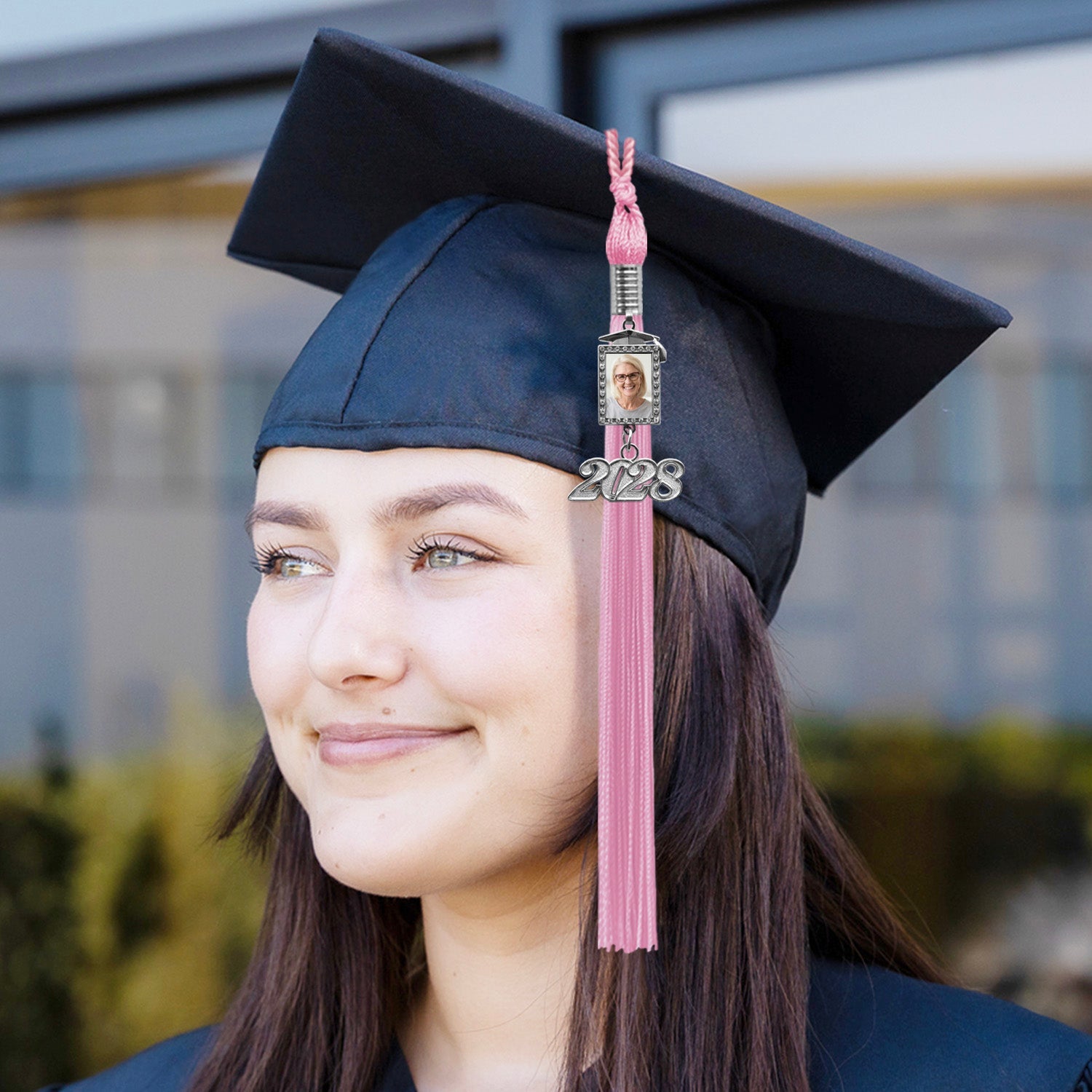 Pink Tassel with Photo Frame Charm and Year Date Drop - Endea Graduation