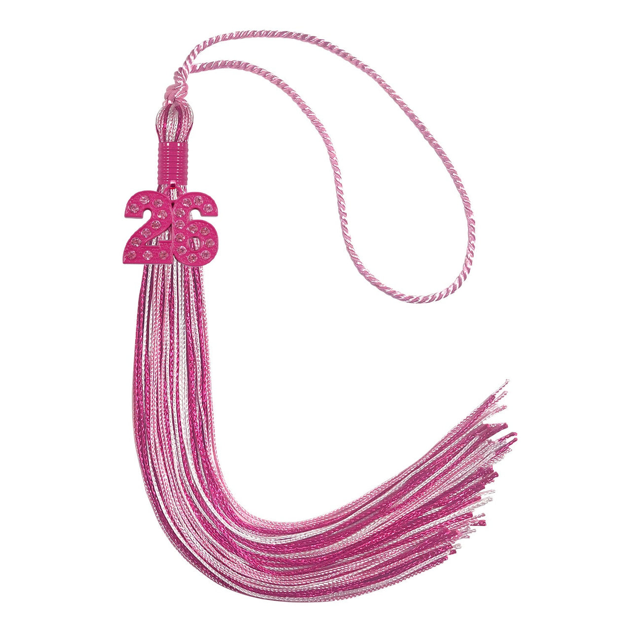 Pink/Hot Pink/White Mixed Color Graduation Tassel with Pink Date Drop - Endea Graduation