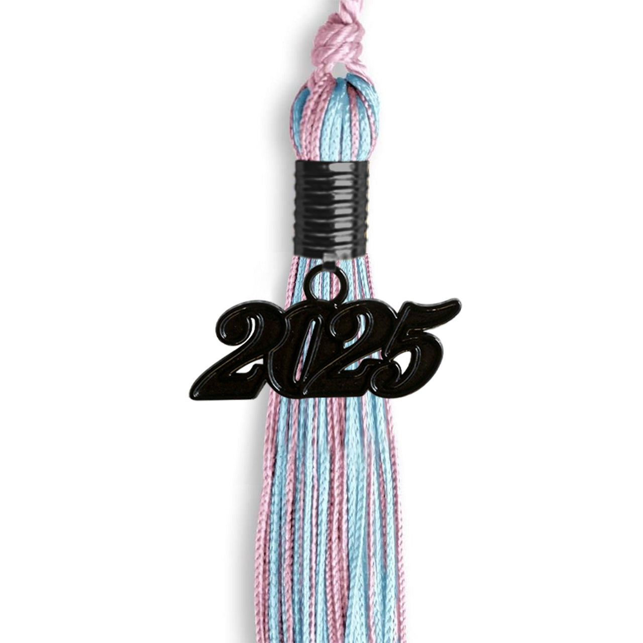 Pink/Light Blue Mixed Color Graduation Tassel with Black Date Drop - Endea Graduation