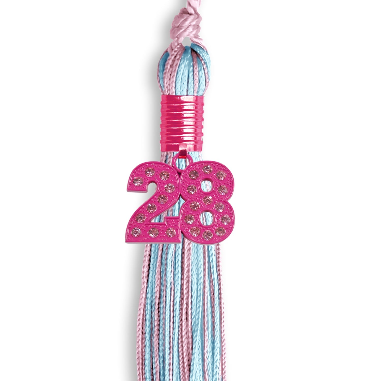 Pink/Light Blue Mixed Color Graduation Tassel with Pink Bling Charm - Endea Graduation