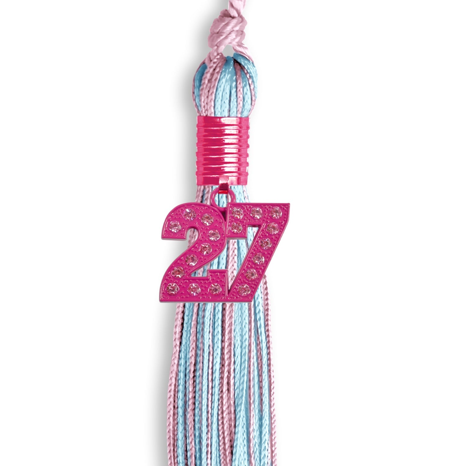 Pink/Light Blue Mixed Color Graduation Tassel with Pink Bling Charm - Endea Graduation