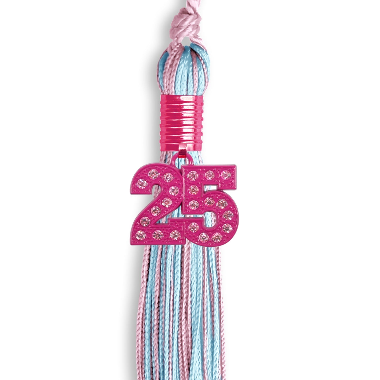 Pink/Light Blue Mixed Color Graduation Tassel with Pink Bling Charm - Endea Graduation