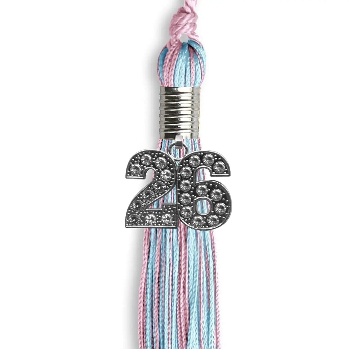 Pink/Light Blue Mixed Color Graduation Tassel with Silver Bling Charm - Endea Graduation