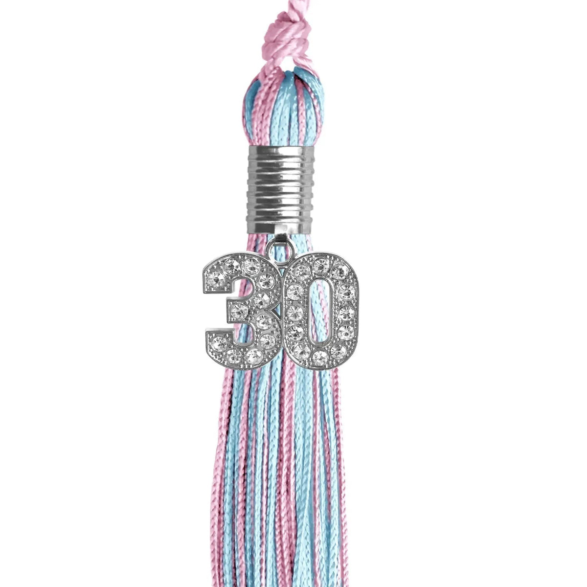 Pink/Light Blue Mixed Color Graduation Tassel with Silver Bling Charm - Endea Graduation