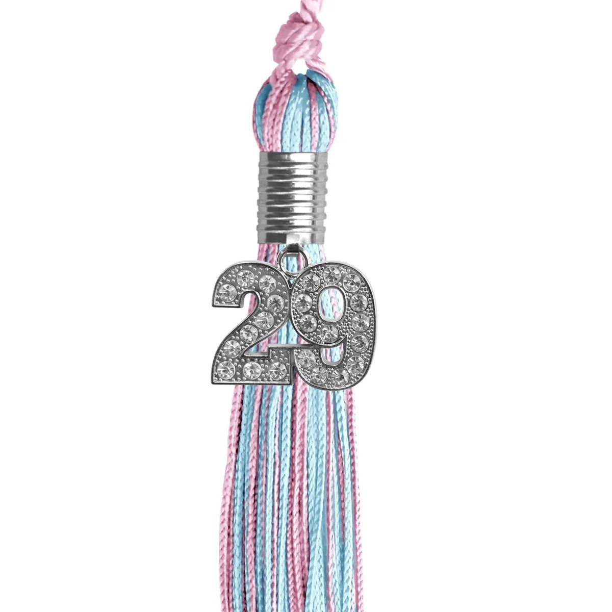 Pink/Light Blue Mixed Color Graduation Tassel with Silver Bling Charm - Endea Graduation