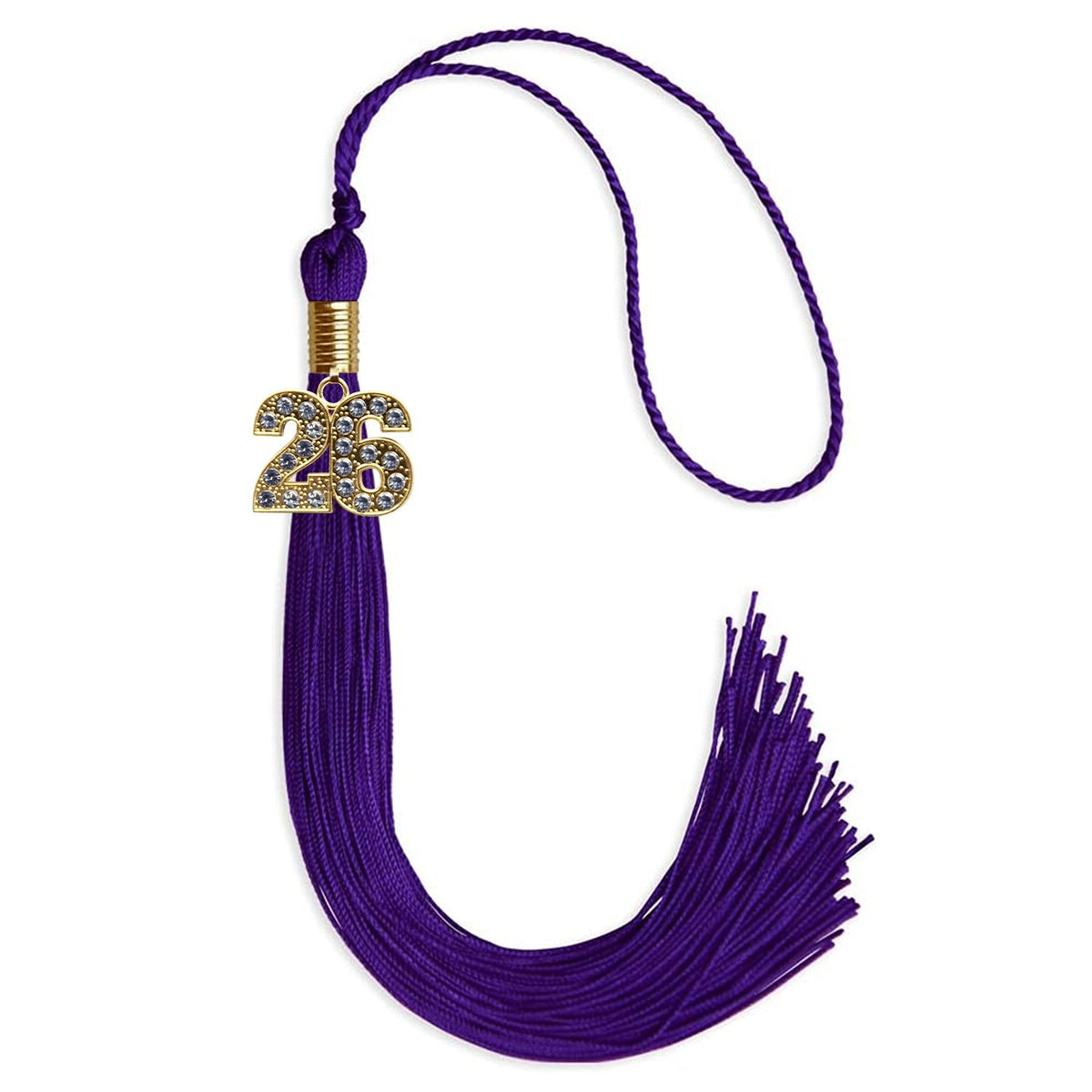 Purple Graduation Tassel with Gold Bling Charm - Endea Graduation