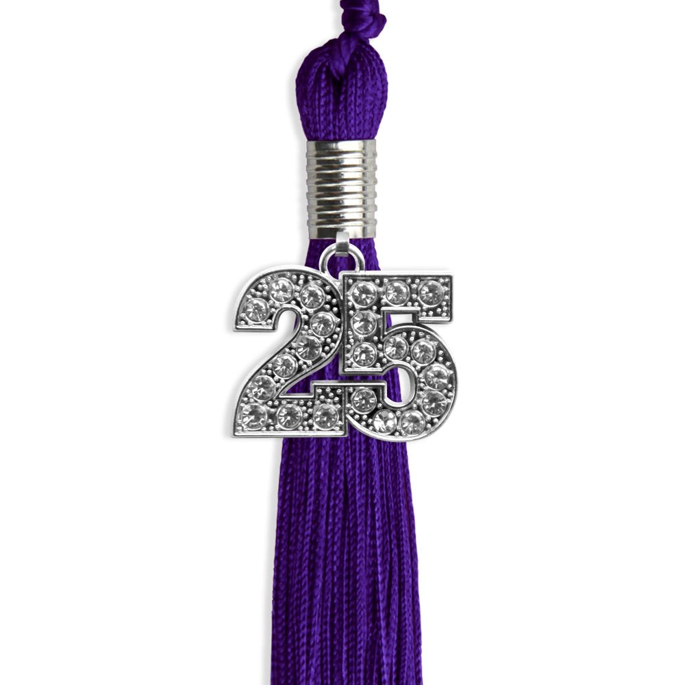 Purple Graduation Tassel with Silver Date Drop - Endea Graduation