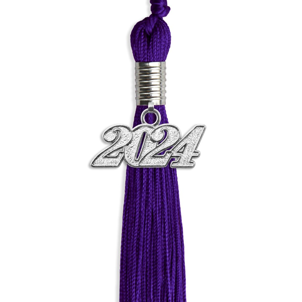 Purple Graduation Tassel with Silver Date Drop - Endea Graduation