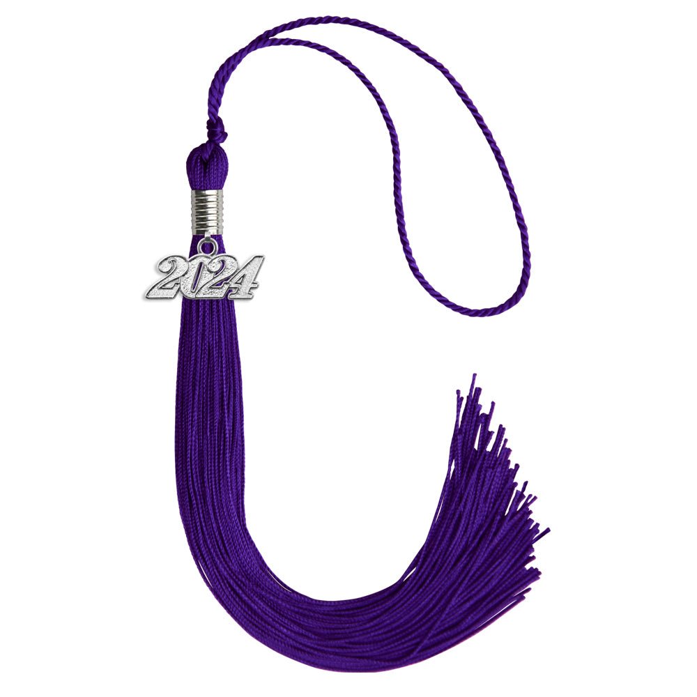 Purple Graduation Tassel with Silver Date Drop - Endea Graduation