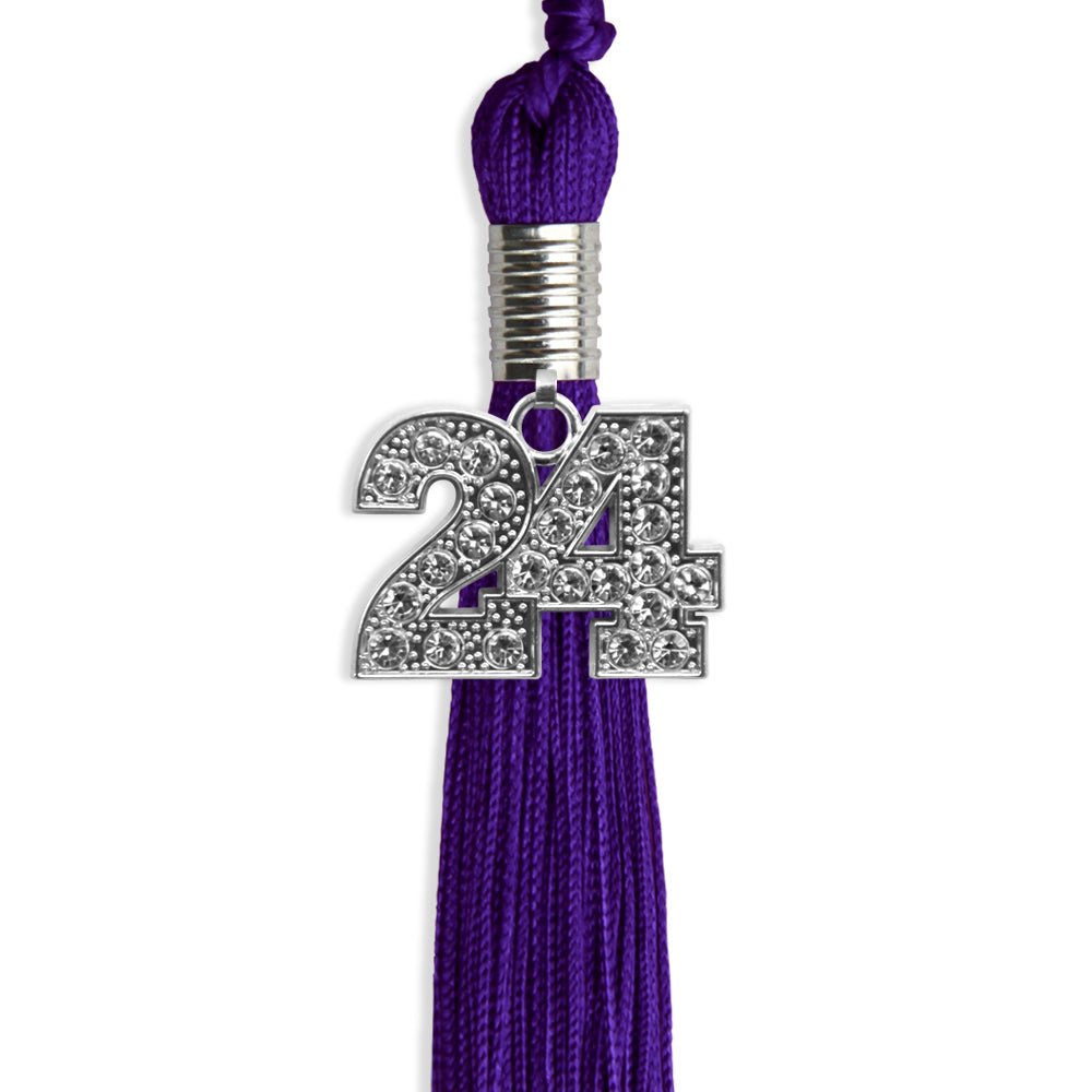 Purple Graduation Tassel with Silver Date Drop - Endea Graduation