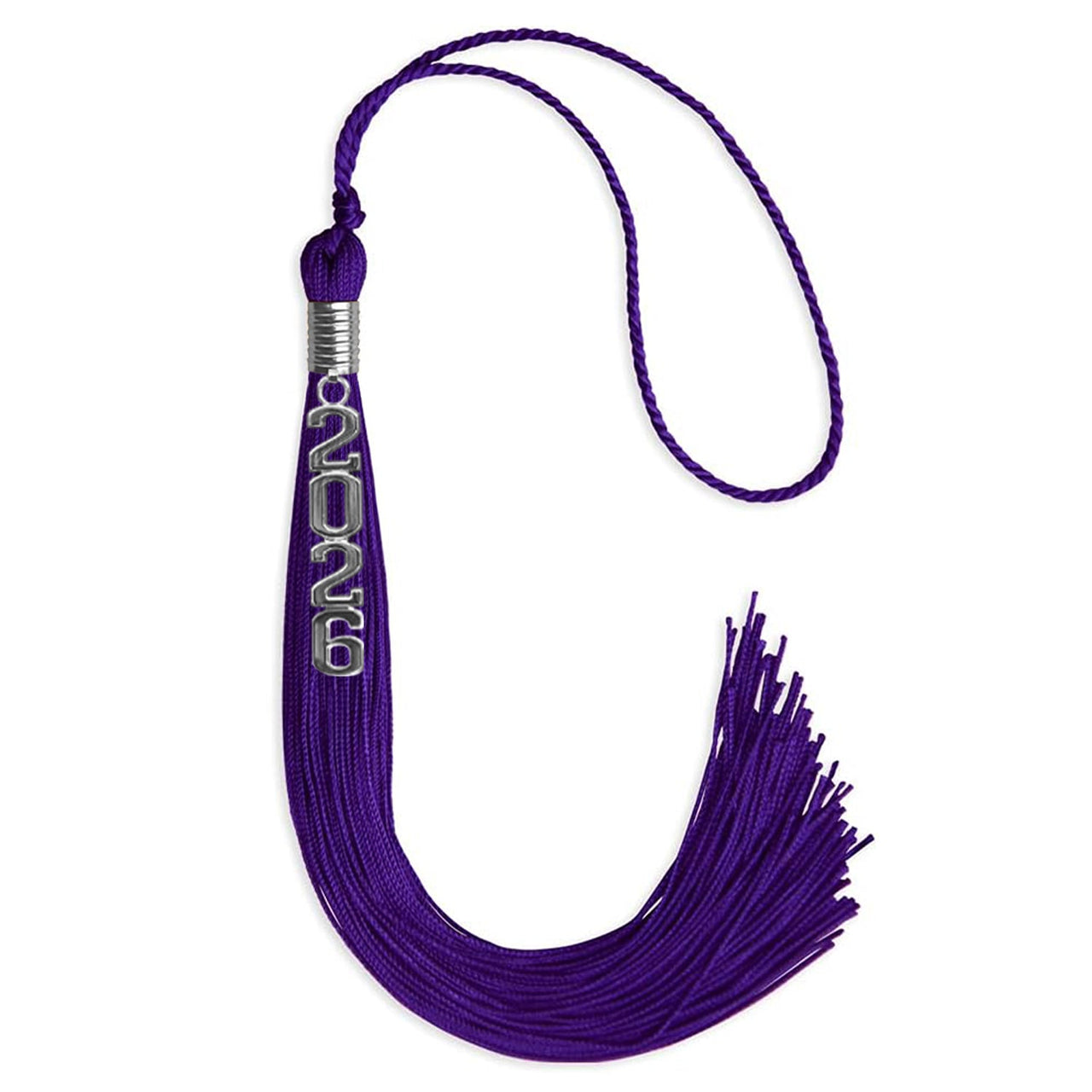 Purple Graduation Tassel with Silver Stacked Date Drop - Endea Graduation