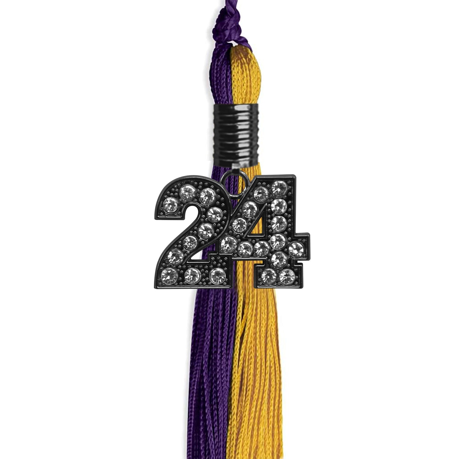 Purple/Bright Gold Graduation Tassel with Black Date Drop - Endea Graduation