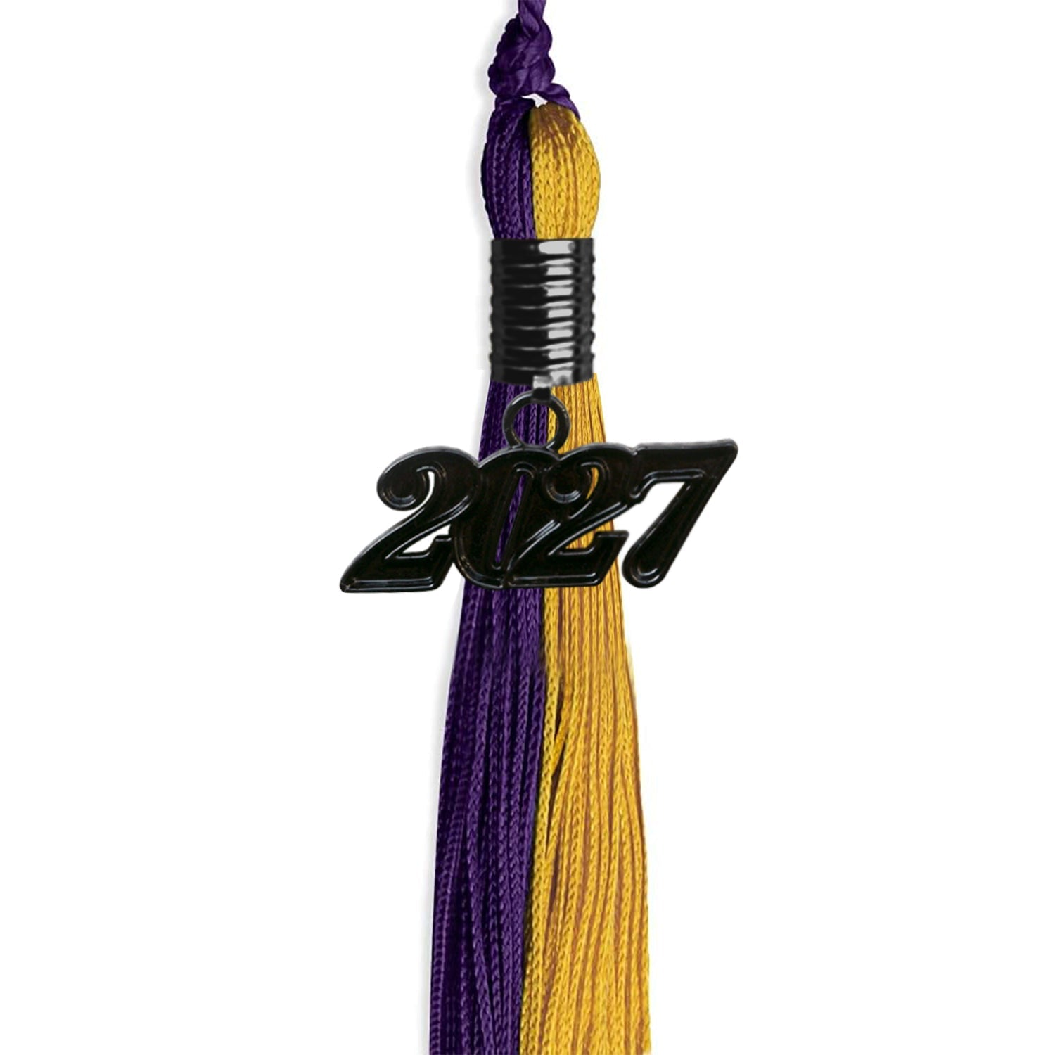 Purple/Bright Gold Graduation Tassel with Black Date Drop - Endea Graduation