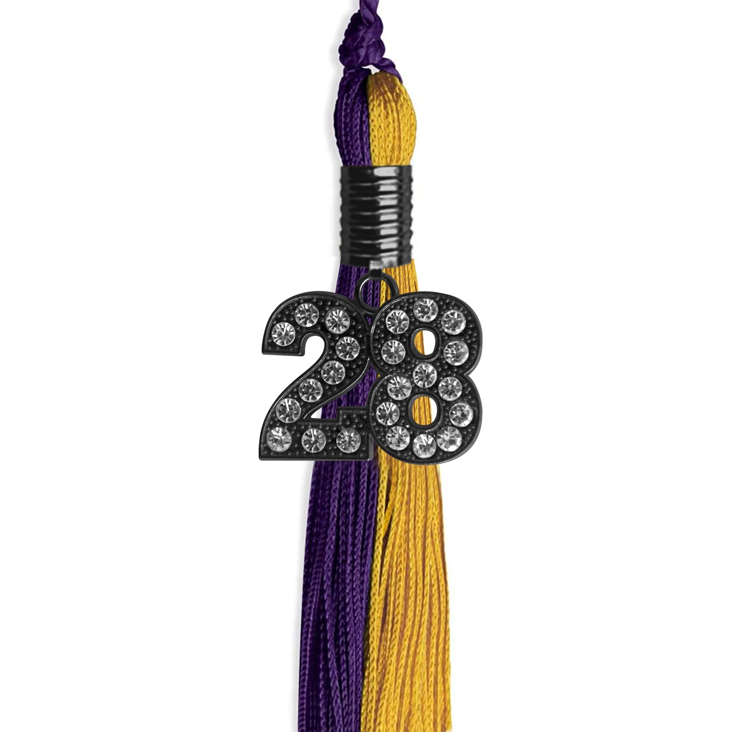 Purple/Bright Gold Graduation Tassel with Black Date Drop - Endea Graduation