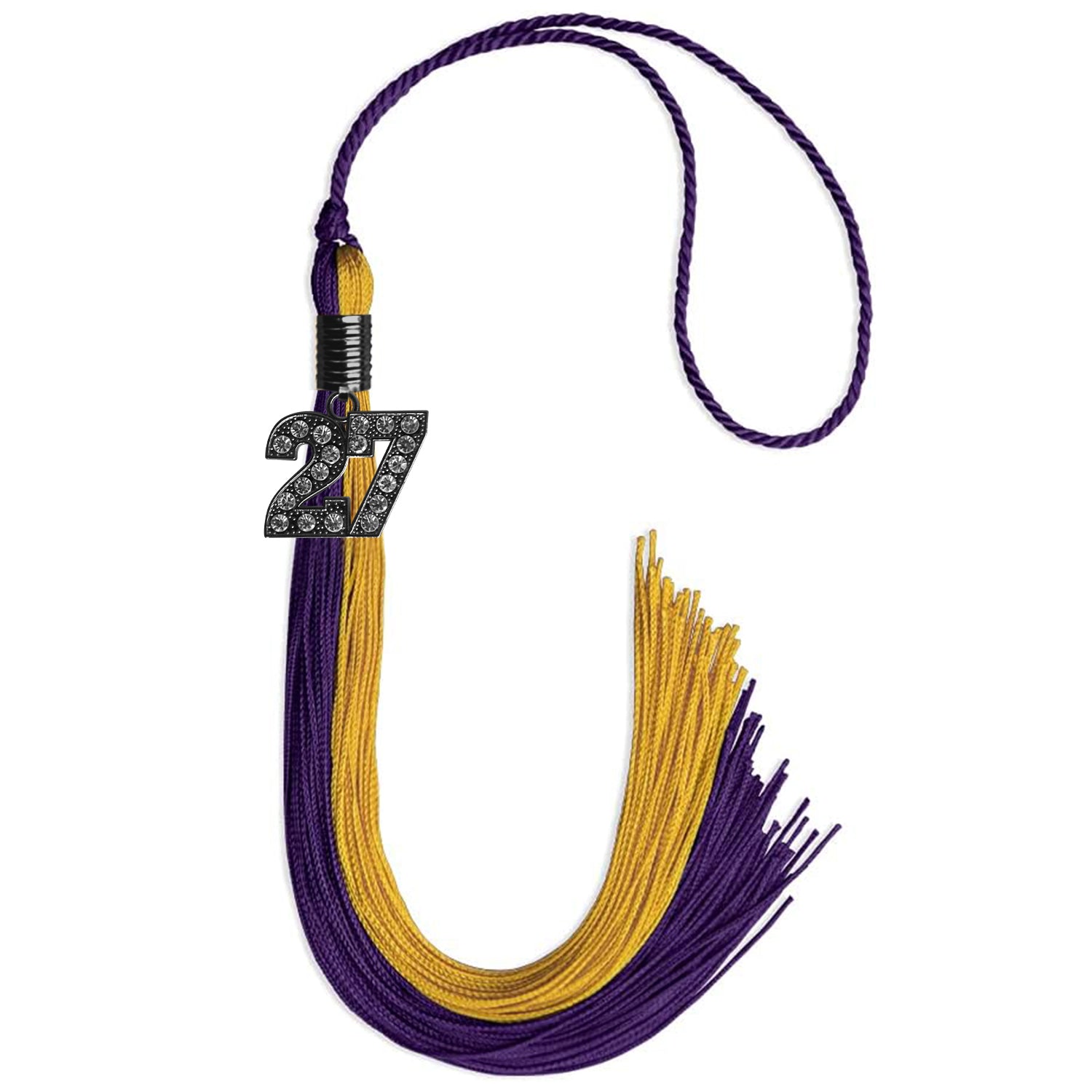 Purple/Bright Gold Graduation Tassel with Black Date Drop - Endea Graduation