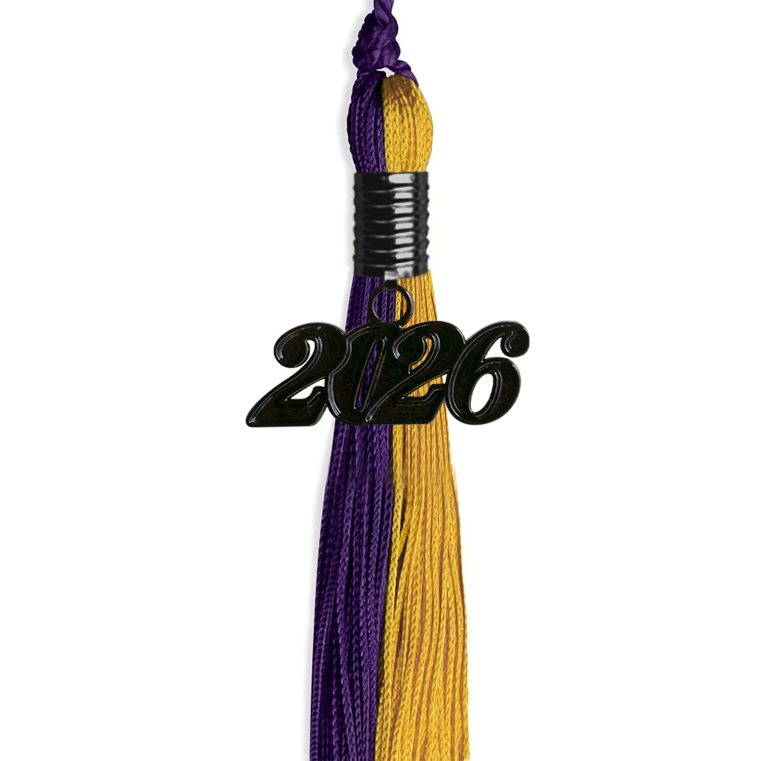 Purple/Bright Gold Graduation Tassel with Black Date Drop - Endea Graduation